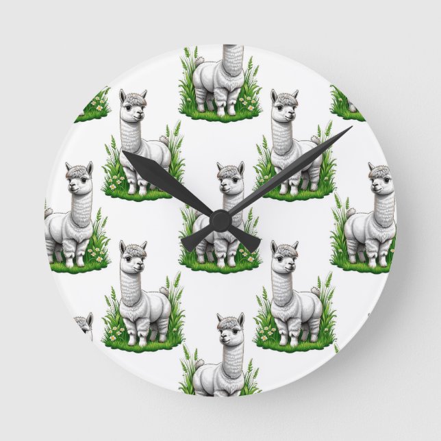 Camel llama Alpaca Mönster Design Rund Klocka (Framsida)