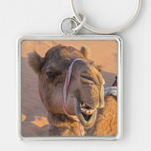 Camel med ett lustigt ansiktsuttryck - Oman Fyrkantig Silverfärgad Nyckelring