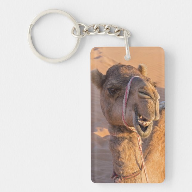 Camel med ett lustigt ansiktsuttryck - Oman Nyckelring (Framsidan)