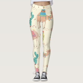 camel mönster, cactus mönster, ökenavtryck leggings
