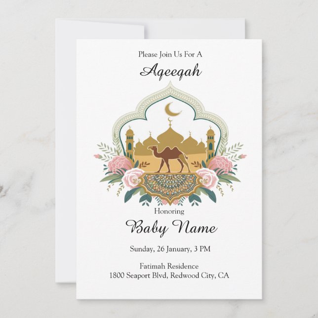 Camel och Mosque Harmony Inbjudningar (Framsida)