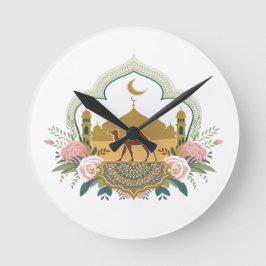 Camel och Mosque Harmony Rund Klocka
