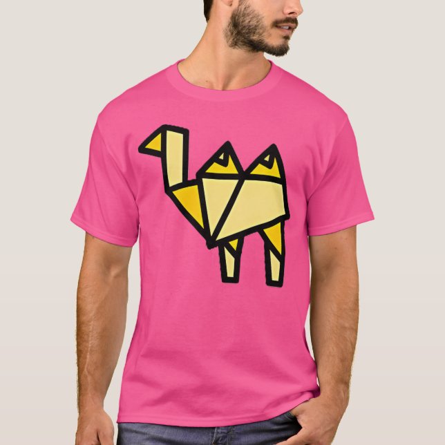 Camel Origami Chest Print Polygon Origami Fold Oaf T Shirt (Framsida)