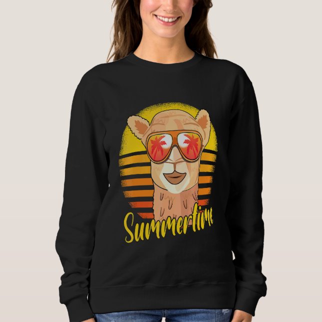 Camel Retro Sunset Beach Vacation Camel Summertime T Shirt (Framsida)