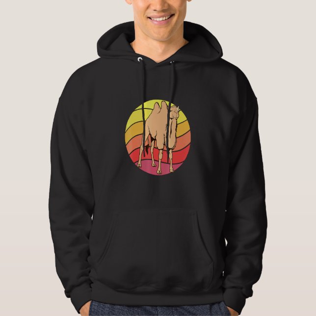 Camel Retro Sunset Camel Camels Hoodie (Framsida)