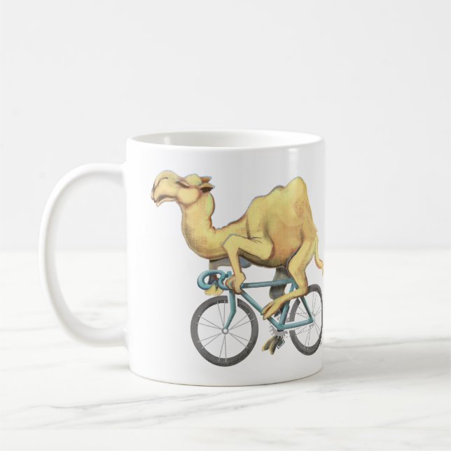 Camel Riding a Bicycle Kaffemugg (Vänster)