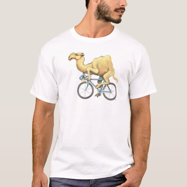 Camel Riding a Bicycle T Shirt (Framsida)