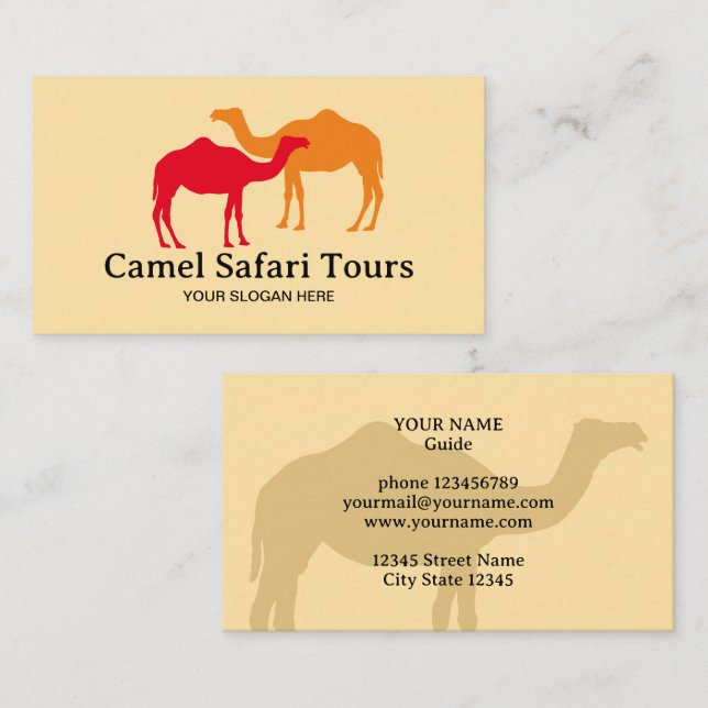 Camel Safari Tours-mall för visitkort (Fram/baksida)