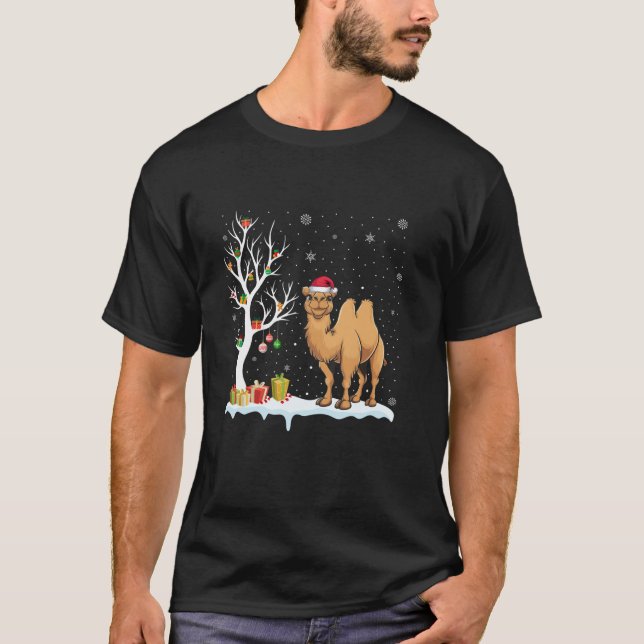 Camel Santa Hat Festive Träd Light jul Pajam T Shirt (Framsida)