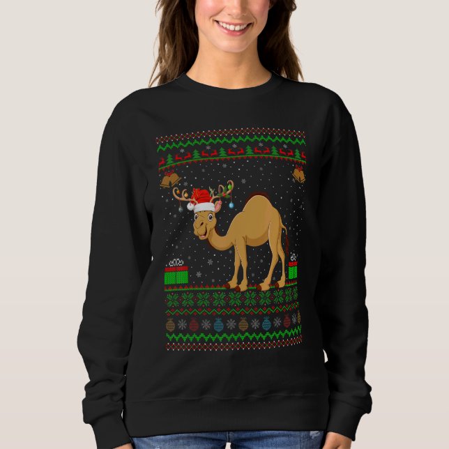 Camel Santa Hat Matching Ugly Camel jul T Shirt (Framsida)