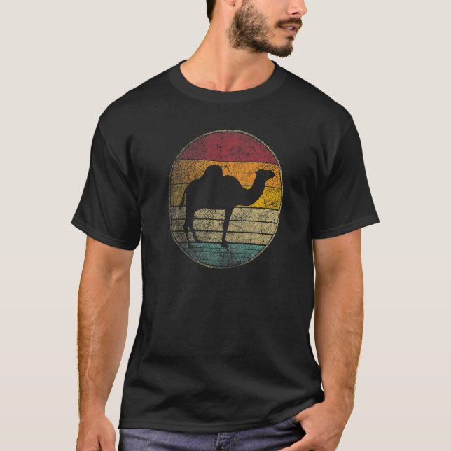 Camel  Sun Retro Asia Africa Travel Safari Desert T Shirt (Framsida)