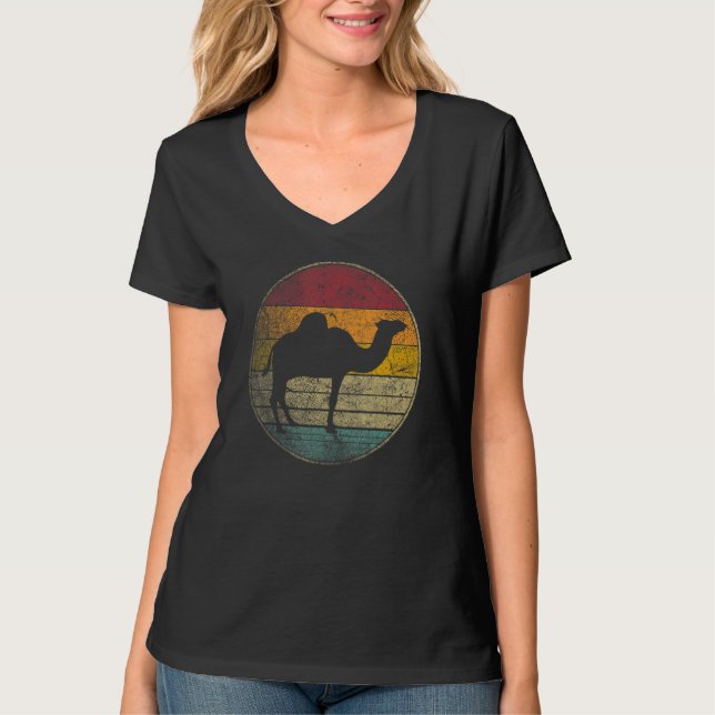 Camel   Sun Retro Asia Africa Travel Safari Desert T Shirt (Framsida)