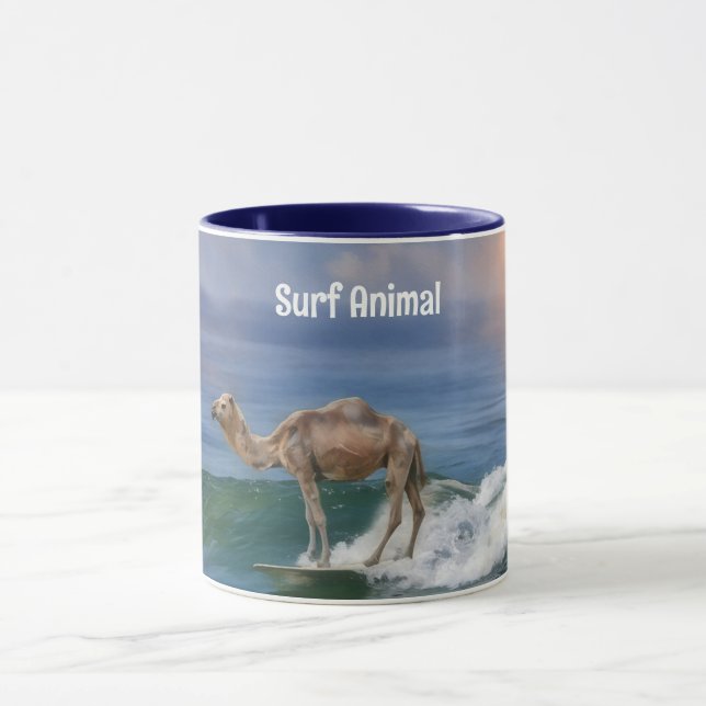 Camel Surfing on a Wave Fun Personal Mug Cup Mugg (Center)