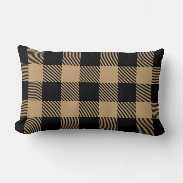 Camel Tan Black Buffalo Check Play Lumbarkudde (Framsida)
