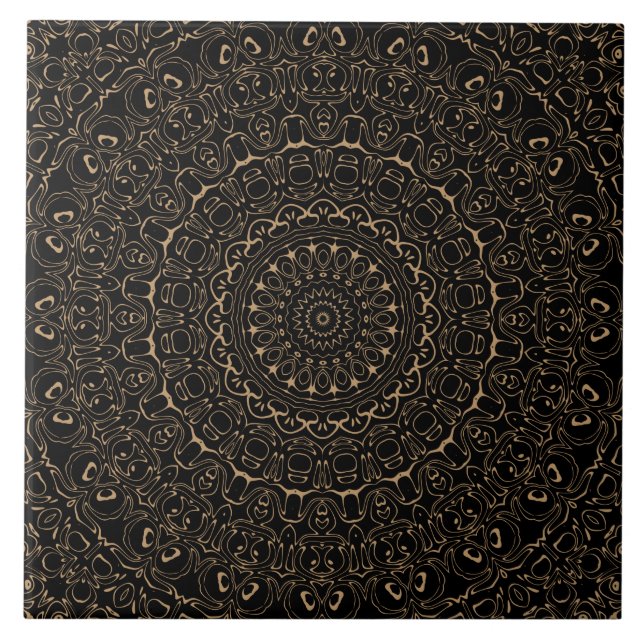 Camel Tan Mandala med Elegant Symmetry Kakelplatta (Framsidan)