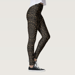 Camel Tan Mandala med Elegant Symmetry Leggings