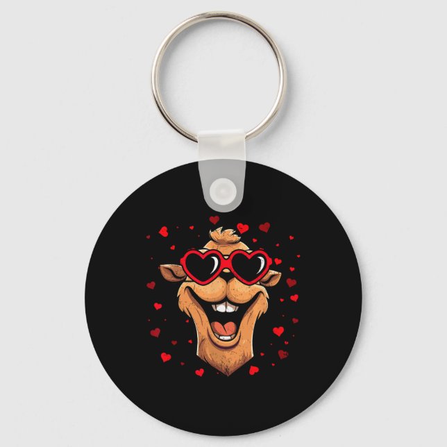Camel Valentine Sungles Heart Cute Älskare Nyckelring (Framsida)
