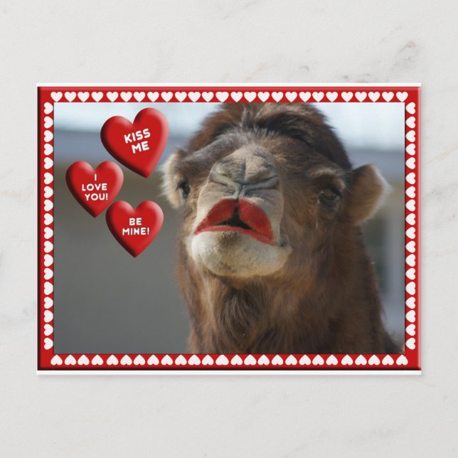 CAMEL VALENTINE - WEARING LIPSTICK - KISS MIG! HELG VYKORT (Framsida)