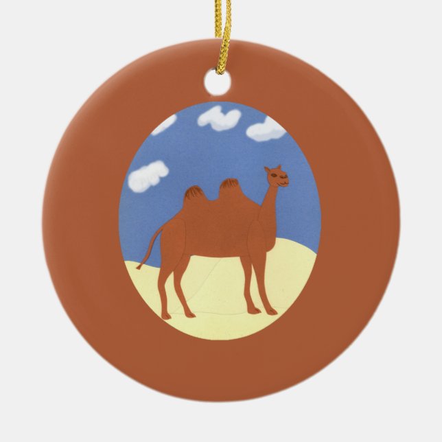 Camel Whimsical på Desert Dunes Julgransprydnad Keramik (Framsidan)