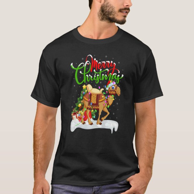 Camel  Xmas Decorations Santa Camel Christmas T Shirt (Framsida)