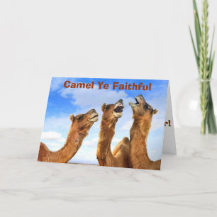"CAMEL YE FAITHFUL" SJUNGOR CAMELS I CHRISTMAS HELGKORT