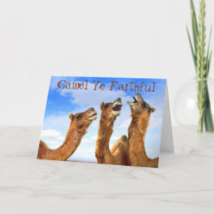 "CAMEL YE FAITHFUL" SJUNGOR CAMELS I CHRISTMAS HELGKORT