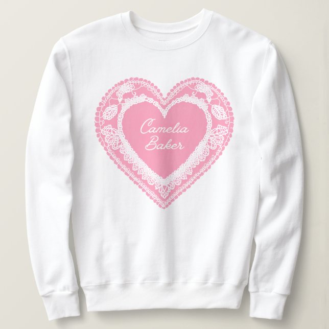 Camelia Baker Rosa Snöre Heart T Shirt (Design framsida)