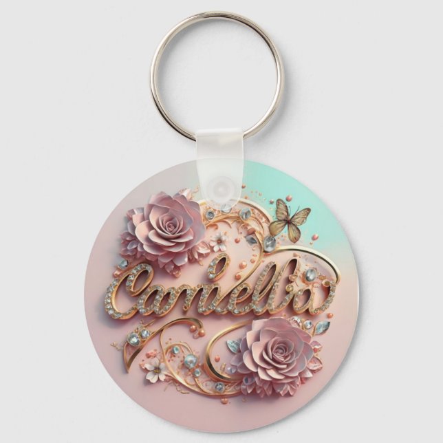 Camelia Namn Keychain Nyckelring (Framsida)