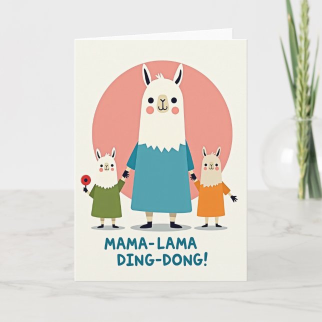 Camelid Family Mothers Day Card Kort (Framsida)