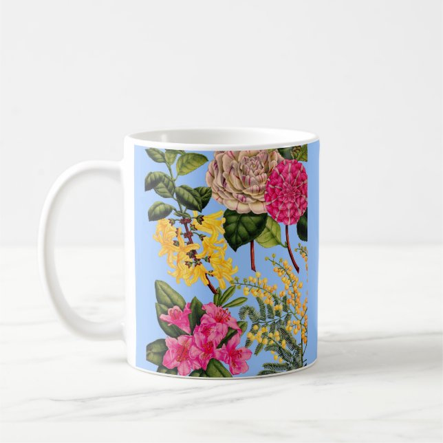 camelli, forsytin, rhododendron och acacia kaffemugg (Vänster)