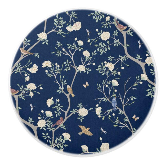 Camellia Garden Navy Blue Chinoiserie Knopp (Framsidan)