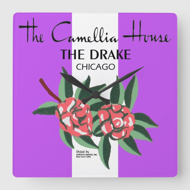 Camellia House, Drake Hotel, Chicago, IL Fyrkantig Klocka (Framsida)