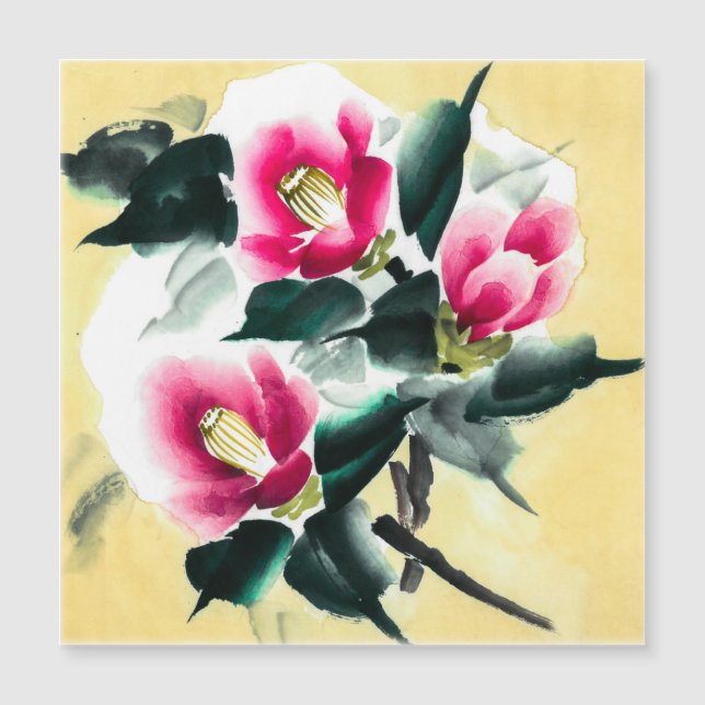 Camellia i snö, färgad med sumiteknik (Framsida)