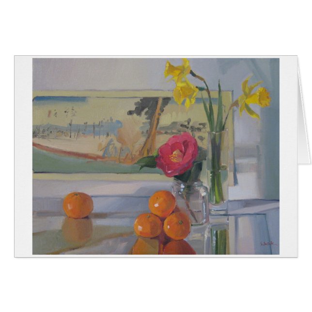 Camellia Japonica - konstkort som är tomt Hälsningskort (Framsidan Horizontal)