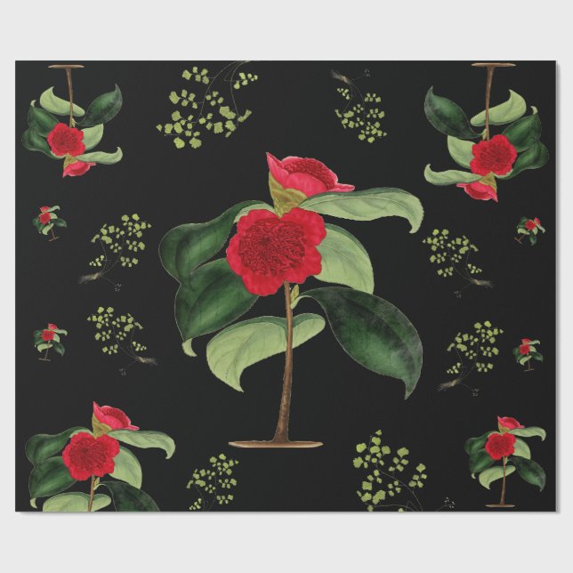 Camellia Japonica vid midnatt papprare Presentpapper (Platt)