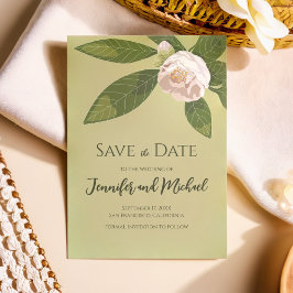 Camellia och Enkel Elegant i Grekland Spara datume Inbjudningar