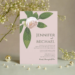 Camellia och Greenery Simple Elegant bröllop Inbjudningar