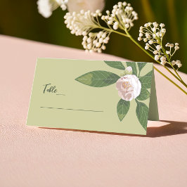 Camellia och Greenery Simple Elegant bröllop Placeringskort