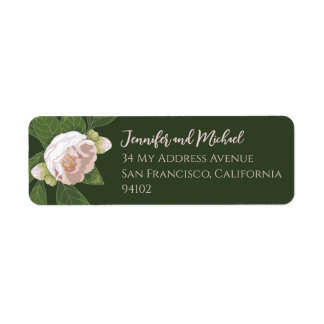 Camellia och Greenery Simple Elegant bröllop Returadress Etikett