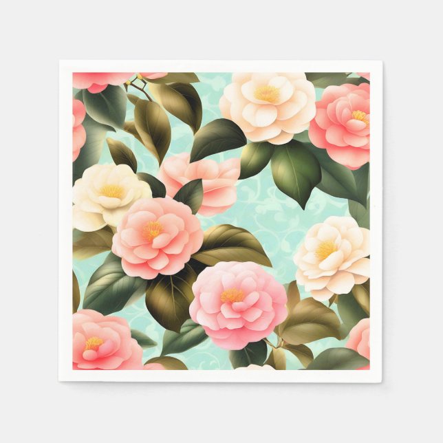 Camellia Retro Pastel Pappersservett (Framsidan)