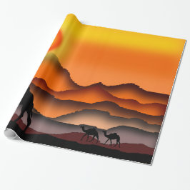Camels at Sunset Desert Wrapping Papper Presentpapper