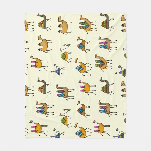 Camels Caravan Decorative Seamless Mönster Fleecefilt (Framsidan)