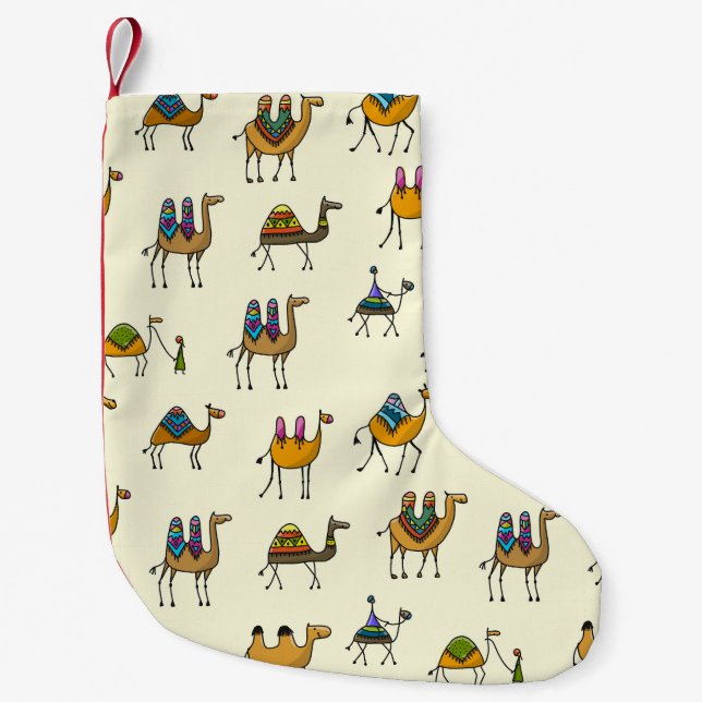 Camels Caravan Decorative Seamless Mönster Liten Julstrumpa (Framsidan)
