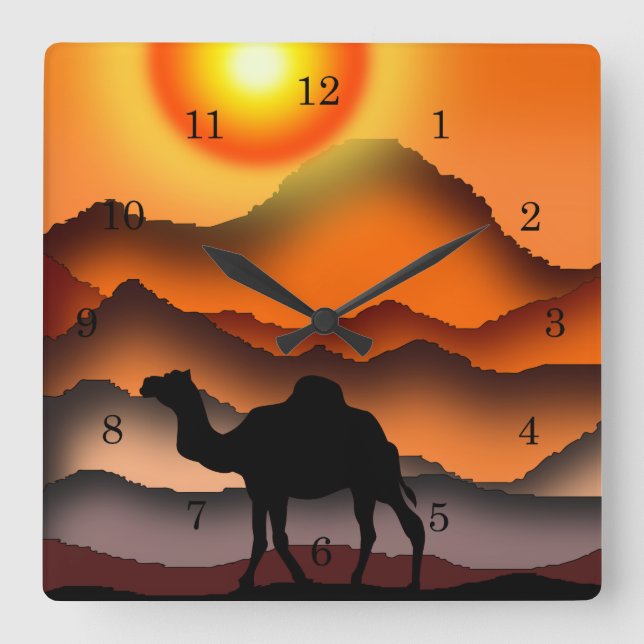 Camels Clock Fyrkantig Klocka (Framsida)