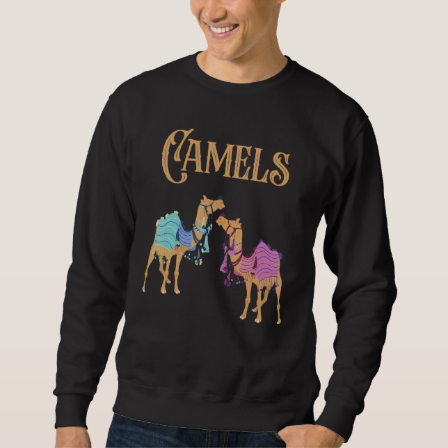 Camels Desert Animal Camel Lång Ärmad Tröja (Framsida)