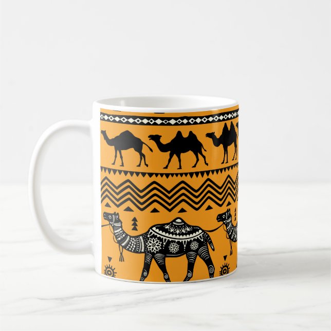 Camels Illustration Seamless Mönster Design. Kaffemugg (Vänster)