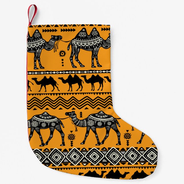 Camels Illustration Seamless Mönster Design. Liten Julstrumpa (Framsidan)