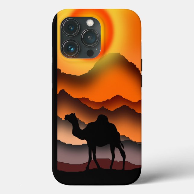 Camels in Desert Sunset iphone case (Baksida )