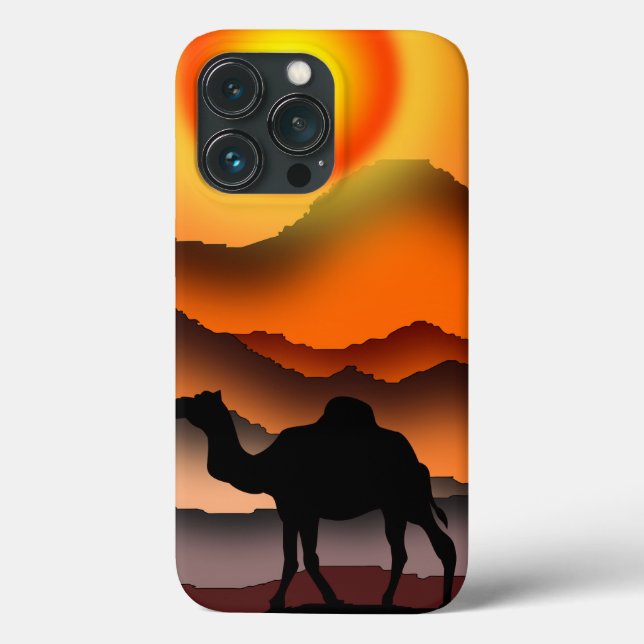 Camels in Desert Sunset iphone case (Baksida)