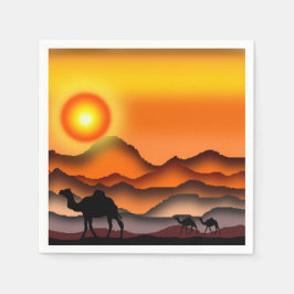 Camels in Sunset Desert Napkins Pappersservett